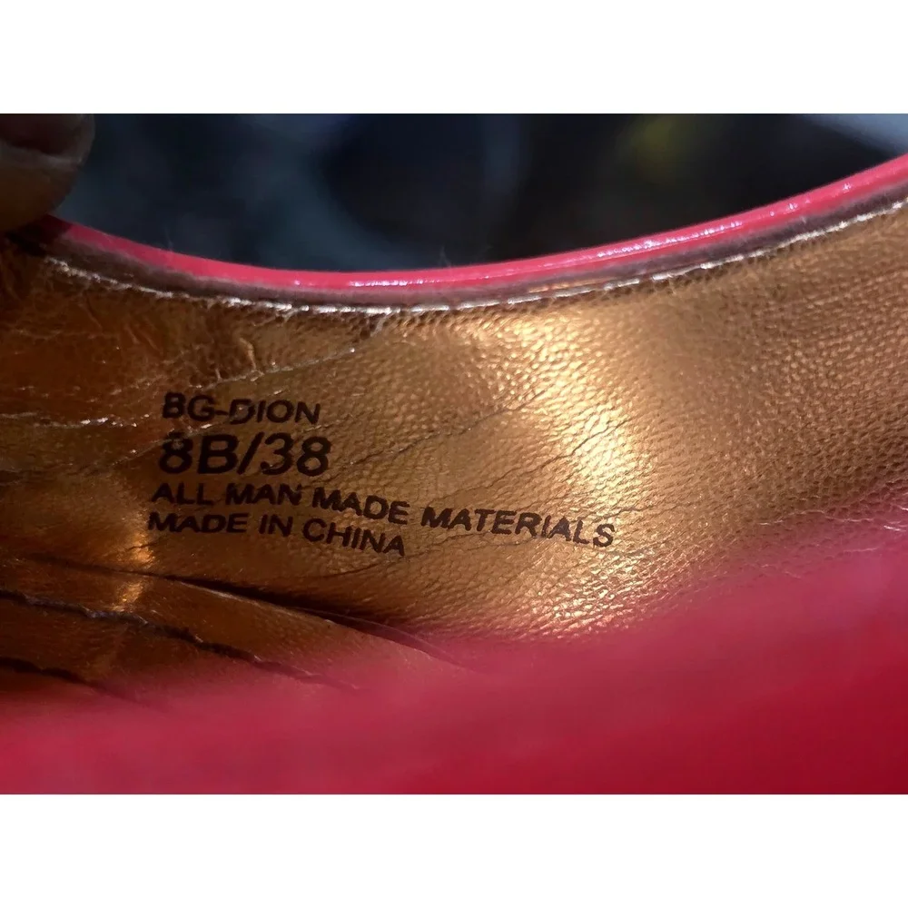 BCBGeneration Womens Coral Red Patent Peep Toe Stiletto Heel Pumps Size 7.5/38